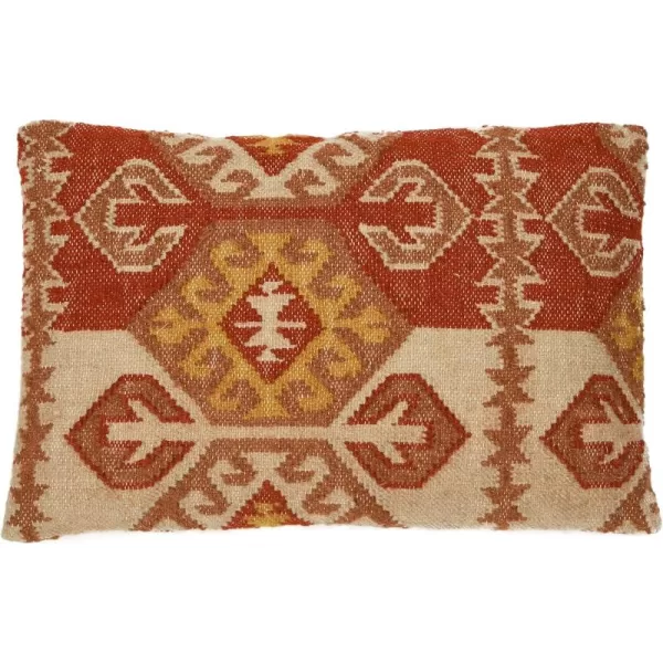 Creative CoOp Woven Wool Blend Kilim Lumbar Aztec Pattern Pillow 24quot L x 16quot W x 2quot H Multicolor