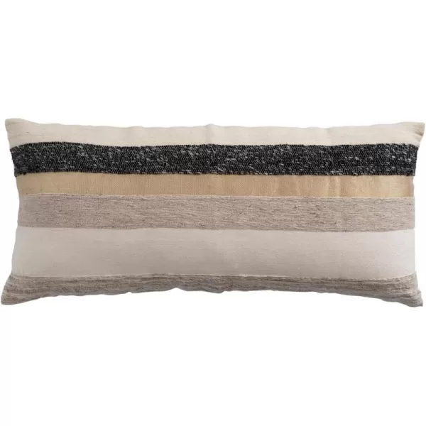 Creative CoOp Woven Wool Blend Lumbar Gold Metallic Thread and Stripes Pillow 36quot L x 16quot W x 2quot H Multicolor
