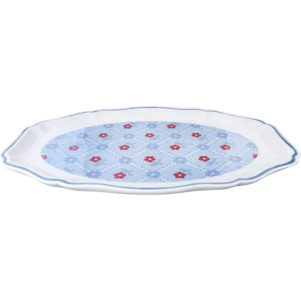 Creative CoOp 1525quot Floral Stoneware Blue Scalloped Rim PlatterBlue Rim Platter