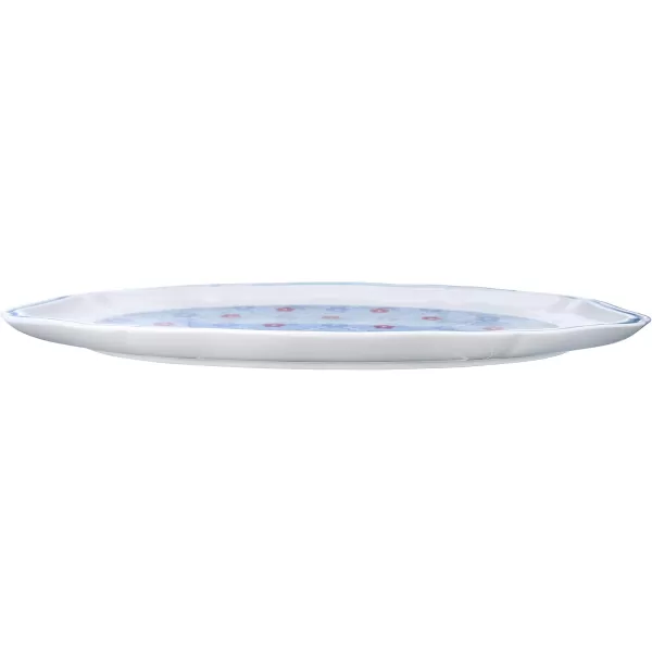 Creative CoOp 1525quot Floral Stoneware Blue Scalloped Rim PlatterBlue Rim Platter