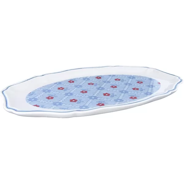 Creative CoOp 1525quot Floral Stoneware Blue Scalloped Rim PlatterBlue Rim Platter