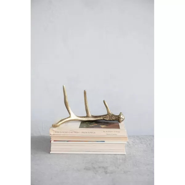 Creative CoOp Aluminum Antler Dcor Gold Finish Figurine 16quot L x 5quot W x 5quot H Greige