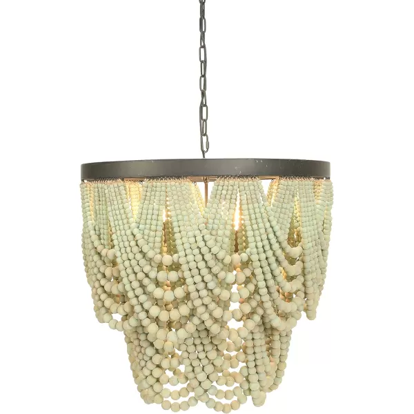 Creative CoOp Black Metal Chandelier with Wood BeadsAqua