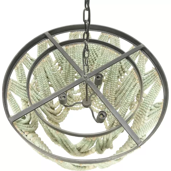 Creative CoOp Black Metal Chandelier with Wood BeadsAqua