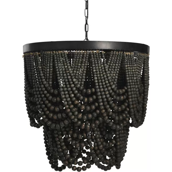 Creative CoOp Black Metal Chandelier with Wood BeadsBlack