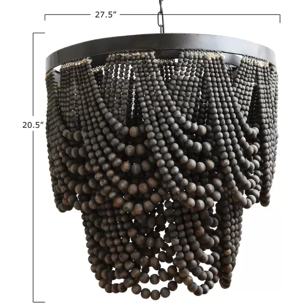 Creative CoOp Black Metal Chandelier with Wood BeadsBlack