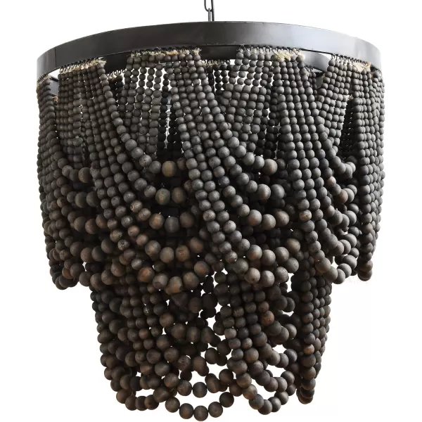 Creative CoOp Black Metal Chandelier with Wood BeadsBlack