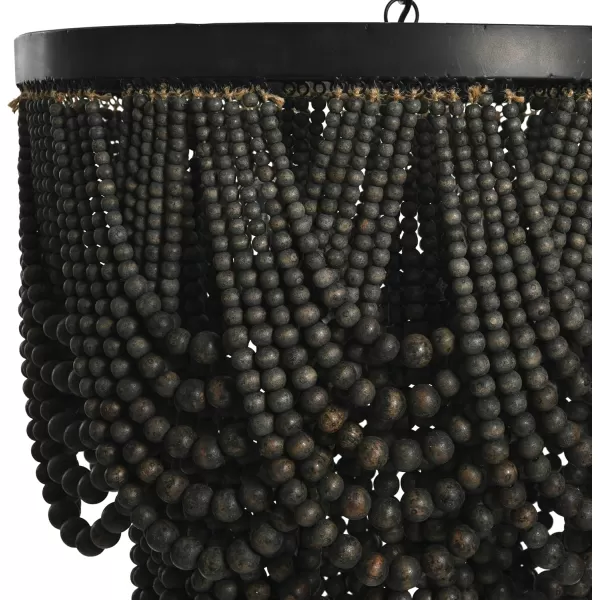 Creative CoOp Black Metal Chandelier with Wood BeadsBlack