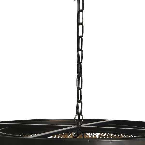 Creative CoOp Black Metal Chandelier with Wood BeadsNatural
