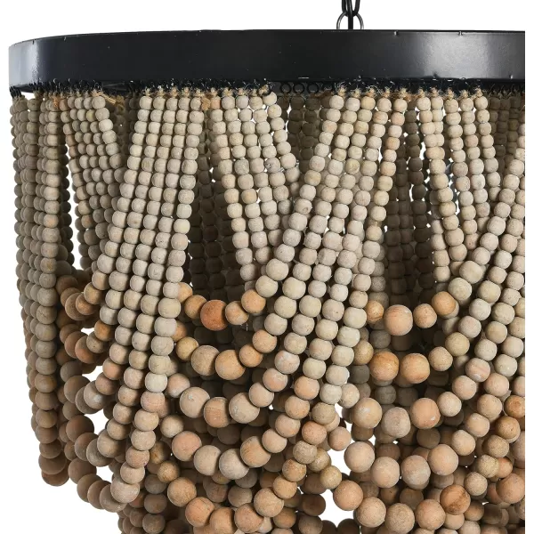 Creative CoOp Black Metal Chandelier with Wood BeadsNatural