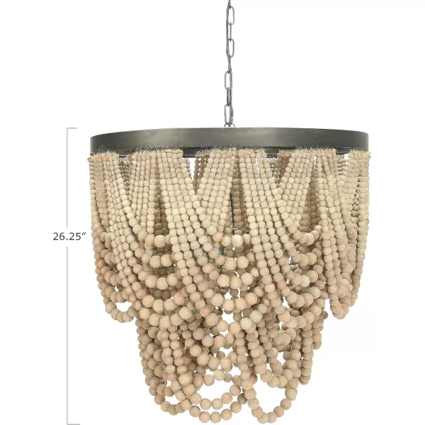 Creative CoOp Black Metal Chandelier with Wood BeadsNatural