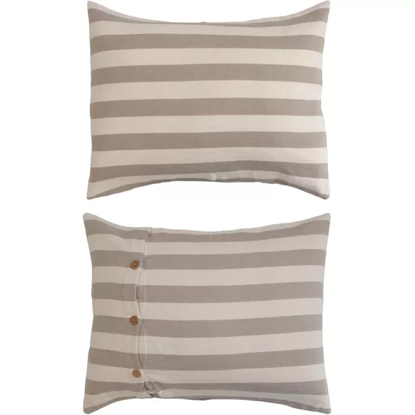 Creative CoOp Cotton Double Cloth Cover and 2 King Shams with Wood Buttons Set of 3 Cream and Tan Bedding Textiles 118quot L x 90quot W x 1quot H