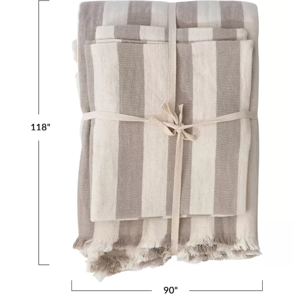 Creative CoOp Cotton Double Cloth Cover and 2 King Shams with Wood Buttons Set of 3 Cream and Tan Bedding Textiles 118quot L x 90quot W x 1quot H