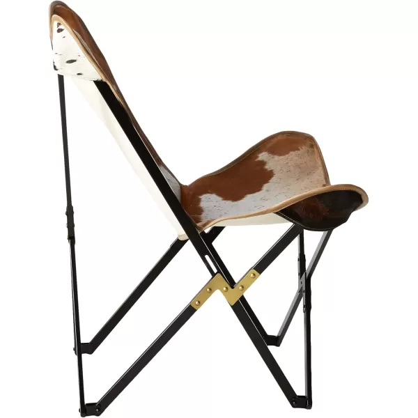 Creative CoOp Cowhide Folding Butterfly Chair with Black ampamp Gold Metal Base Each one Will VaryBrown Cowhide