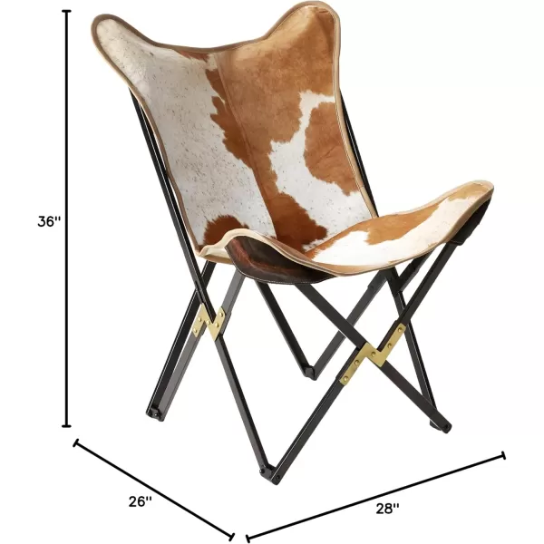 Creative CoOp Cowhide Folding Butterfly Chair with Black ampamp Gold Metal Base Each one Will VaryBrown Cowhide