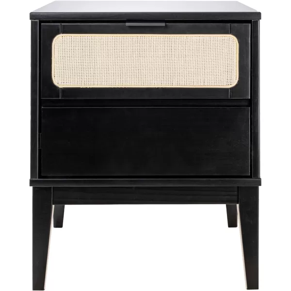 Creative CoOp Crawford 2 Storage Drawers Woven Cane Detail Stain Finish Nightstand Black and Natural