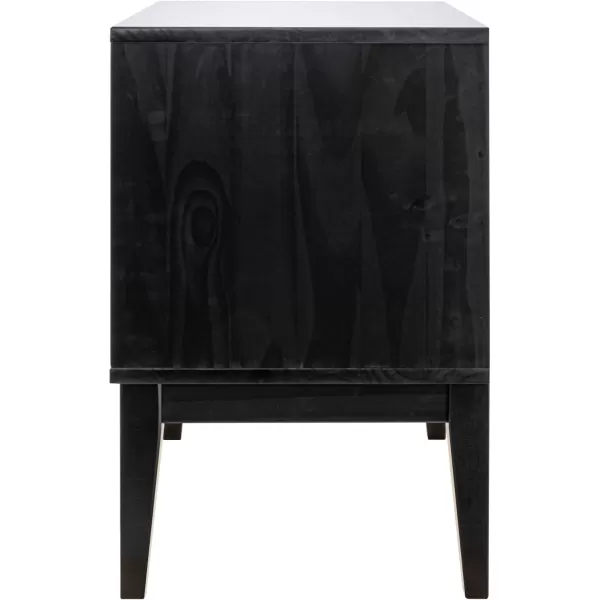Creative CoOp Crawford 2 Storage Drawers and Black Woven Cane Detail Stain Finish Nightstand