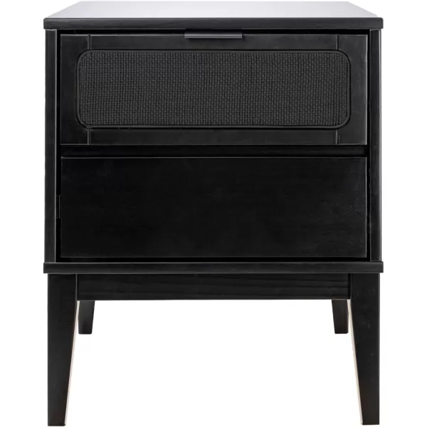 Creative CoOp Crawford 2 Storage Drawers and Black Woven Cane Detail Stain Finish Nightstand