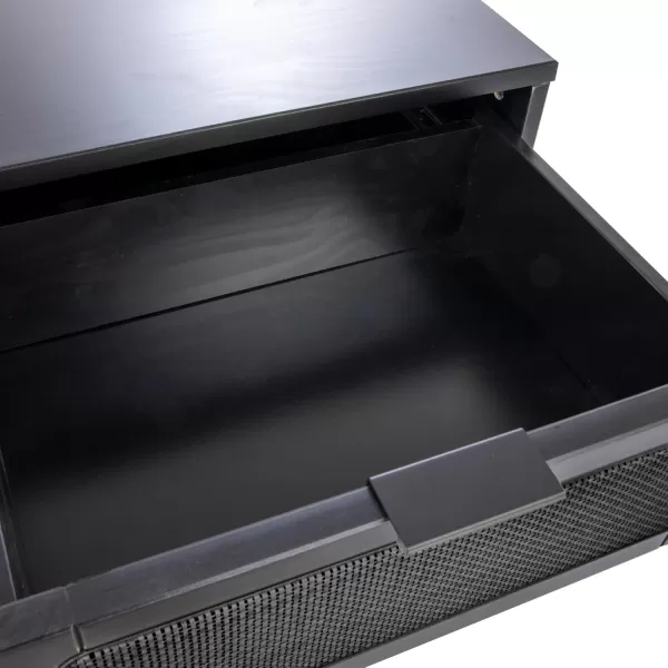 Creative CoOp Crawford 2 Storage Drawers and Black Woven Cane Detail Stain Finish Nightstand