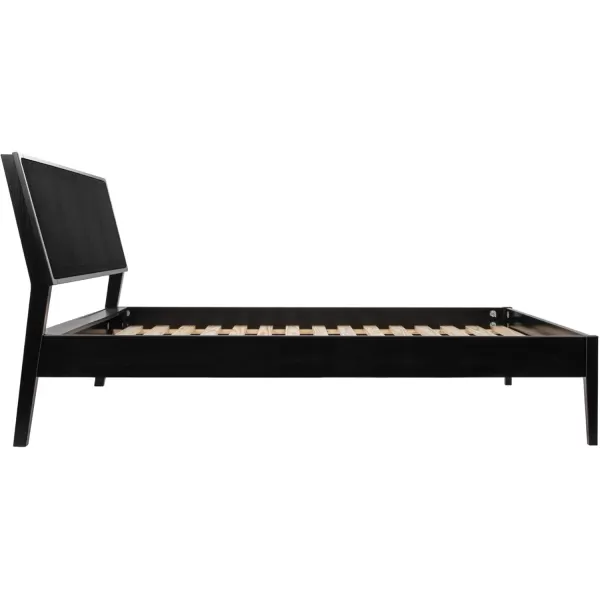Creative CoOp Crawford Modern Solid Wood Black Woven Cane Headboard Stain Finish Queen Bed