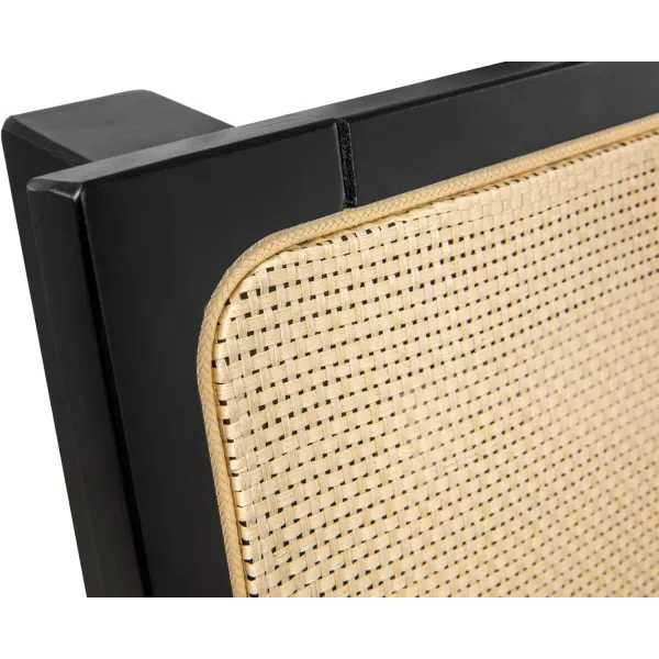 Creative CoOp Crawford Modern Solid Wood Woven Cane Headboard Stain Finish Queen Bed Black and Natural