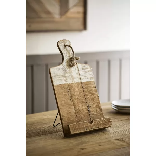 Creative CoOp Distressed White Dipped Wood Tablet Holder