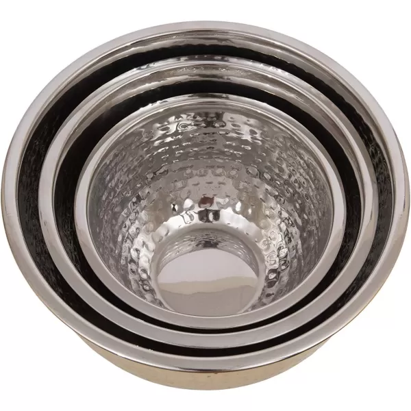 Creative CoOp Hammered Stainless Steel Bowls in Gold Finish Set of 3 Sizes