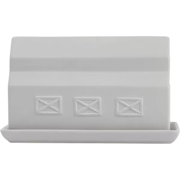 Creative CoOp Matte Stoneware Barn Butter Dish Food Storage 1 Pack White