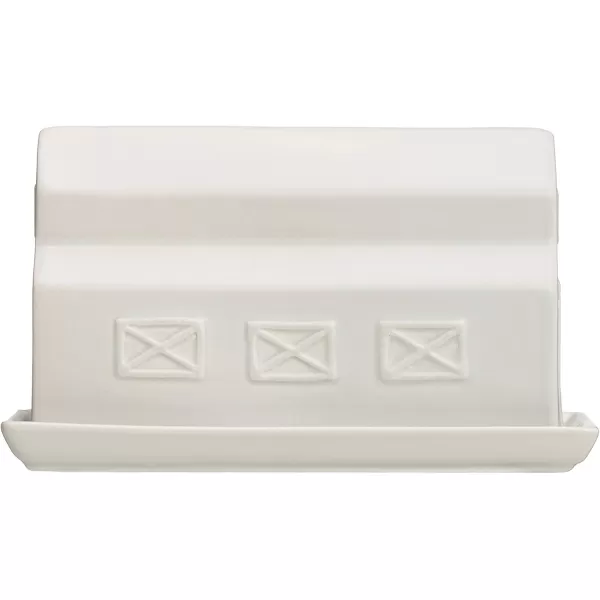 Creative CoOp Matte Stoneware Barn Butter Dish Food Storage 1 Pack White