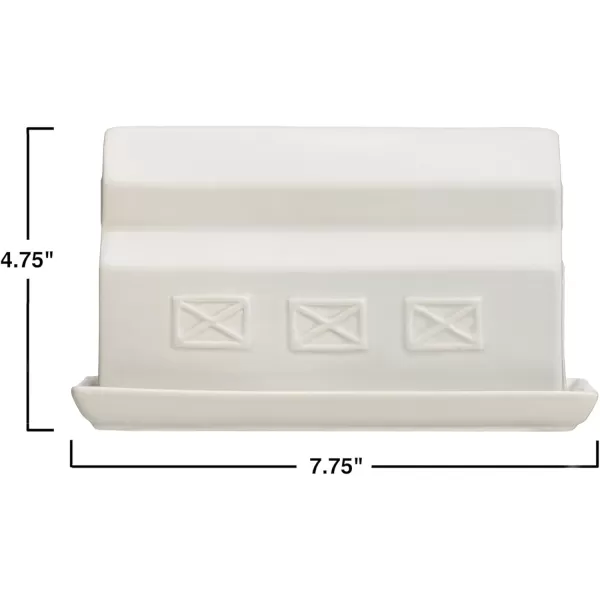 Creative CoOp Matte Stoneware Barn Butter Dish Food Storage 1 Pack White