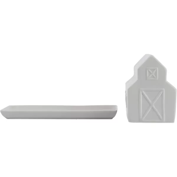 Creative CoOp Matte Stoneware Barn Butter Dish Food Storage 1 Pack White
