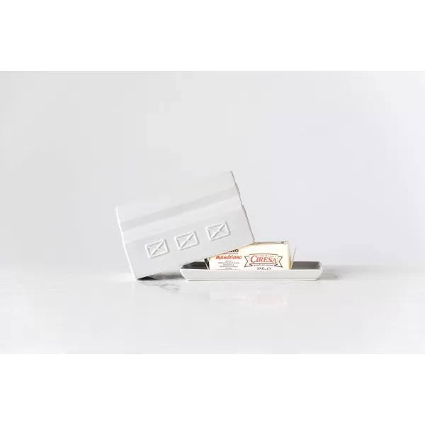 Creative CoOp Matte Stoneware Barn Butter Dish Food Storage 1 Pack White