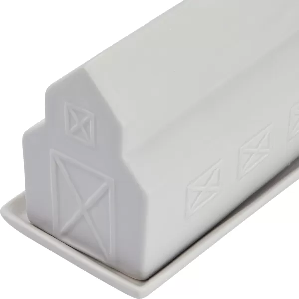 Creative CoOp Matte Stoneware Barn Butter Dish Food Storage 1 Pack White