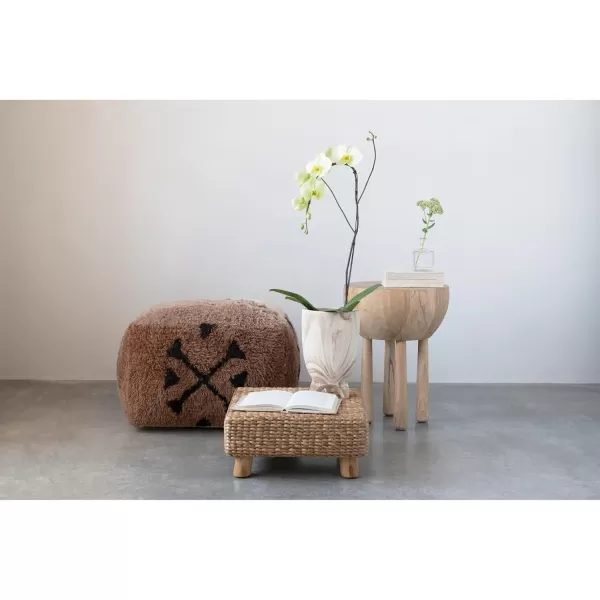 Creative CoOp New Zealand Wool Tufted Geometric Design Pouf 24quot L x 24quot W x 16quot H Multicolor
