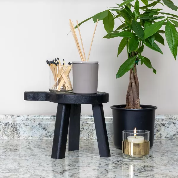 Creative CoOp Small Wood Pedestal with HandleBlack
