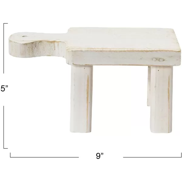 Creative CoOp Small Wood Pedestal with HandleWhite