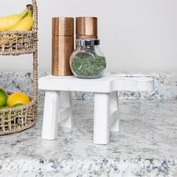 Creative CoOp Small Wood Pedestal with HandleWhite