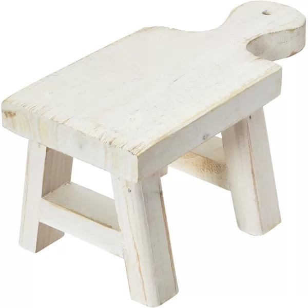 Creative CoOp Small Wood Pedestal with HandleWhite