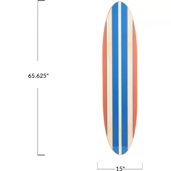 Creative CoOp Surfboard Style Wood Wall DecorRedWhiteBlue Stripe