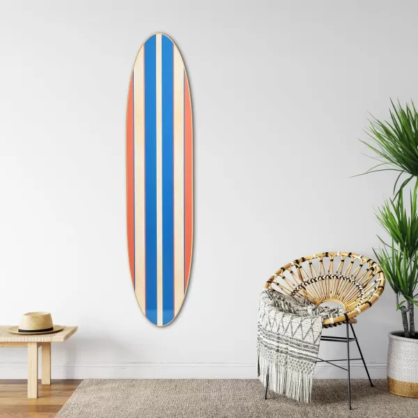 Creative CoOp Surfboard Style Wood Wall DecorRedWhiteBlue Stripe