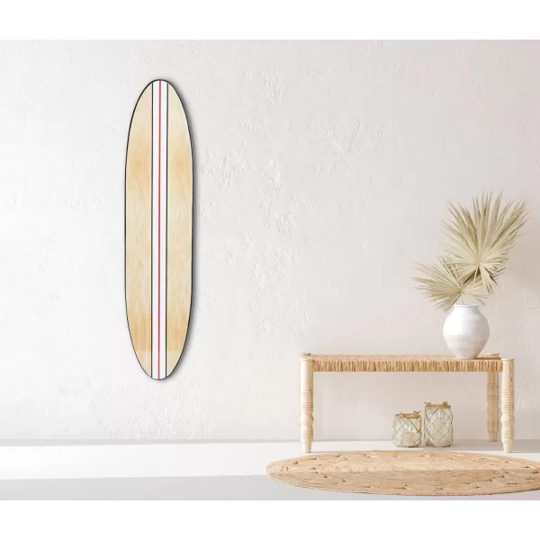 Creative CoOp Surfboard Style Wood Wall DecorWhite Stripe