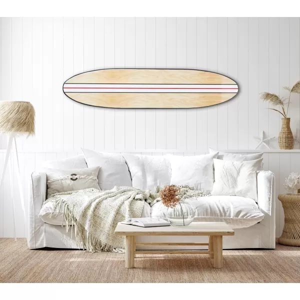 Creative CoOp Surfboard Style Wood Wall DecorWhite Stripe