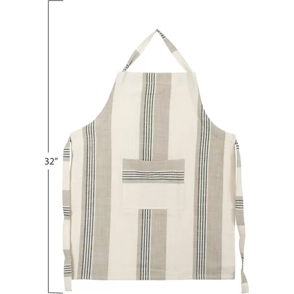 Creative CoOp Tan ampamp Grey Striped Cotton Tea Towels Set of 3 PiecesApron