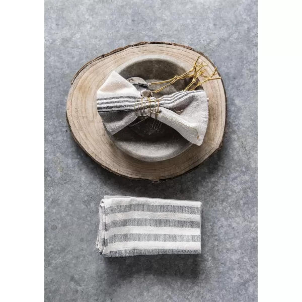 Creative CoOp Tan ampamp Grey Striped Cotton Tea Towels Set of 3 PiecesNapkin