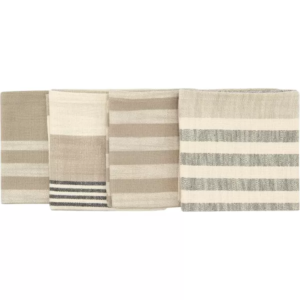 Creative CoOp Tan ampamp Grey Striped Cotton Tea Towels Set of 3 PiecesNapkin