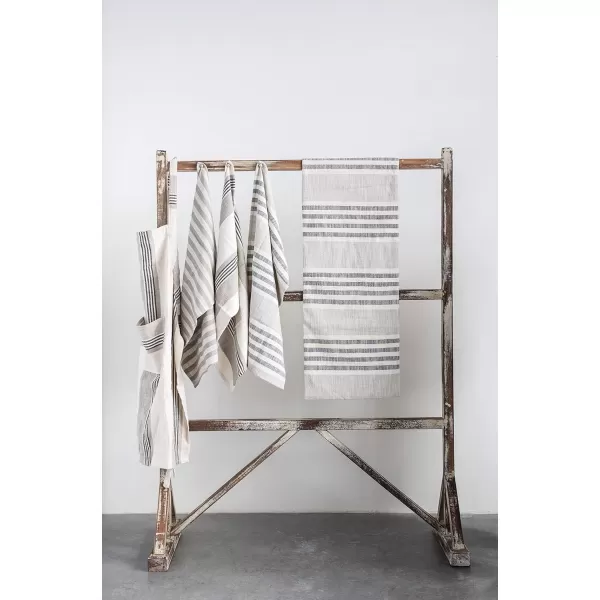 Creative CoOp Tan ampamp Grey Striped Cotton Tea Towels Set of 3 PiecesTable Runner