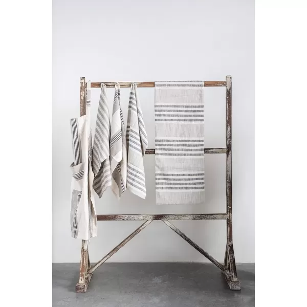 Creative CoOp Tan ampamp Grey Striped Cotton Tea Towels Set of 3 PiecesTea Towel