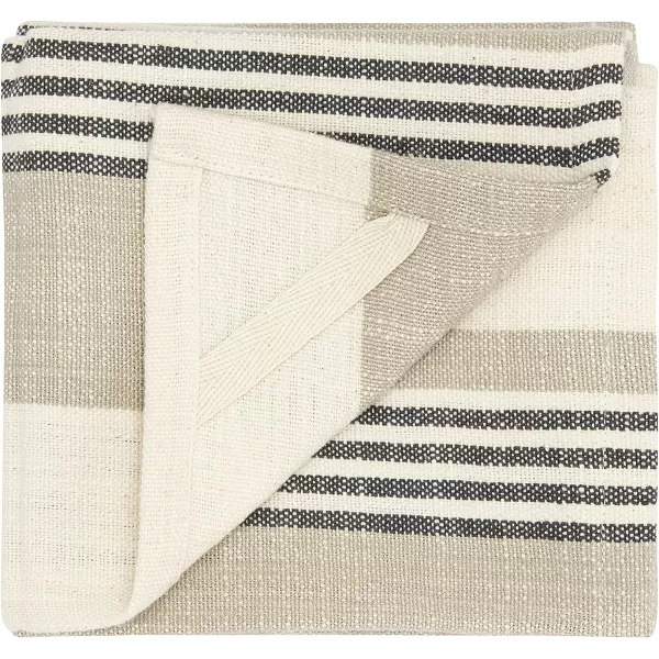 Creative CoOp Tan ampamp Grey Striped Cotton Tea Towels Set of 3 PiecesTea Towel