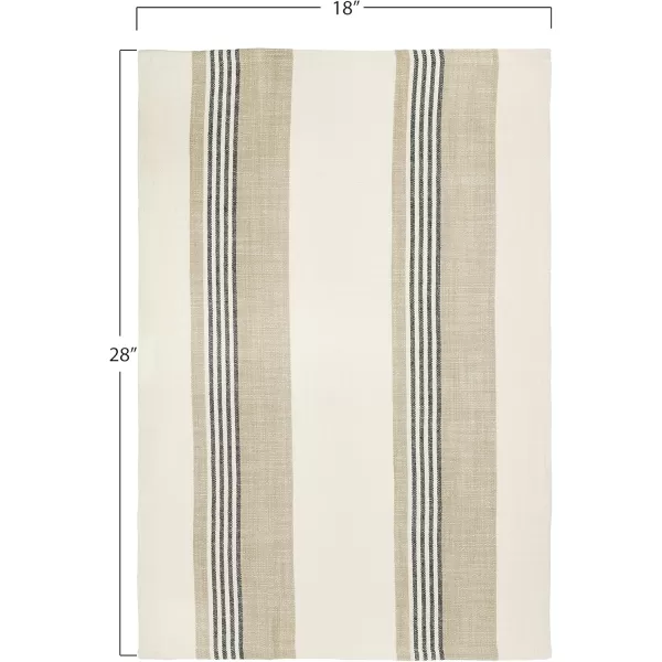 Creative CoOp Tan ampamp Grey Striped Cotton Tea Towels Set of 3 PiecesTea Towel