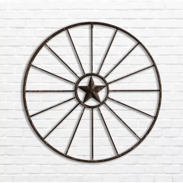 Creative CoOp Wagon Wheel with Star Wall Dcor